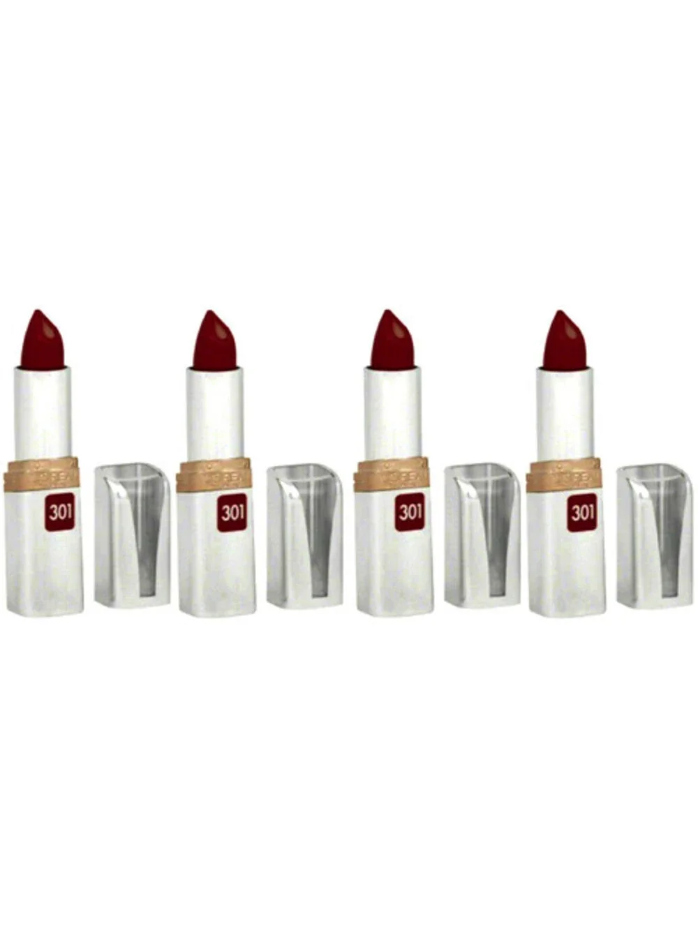 Lot of 4: NEW L'OREAL Colour Riche Anti-Aging Serum Lipstick in 301 Real Red